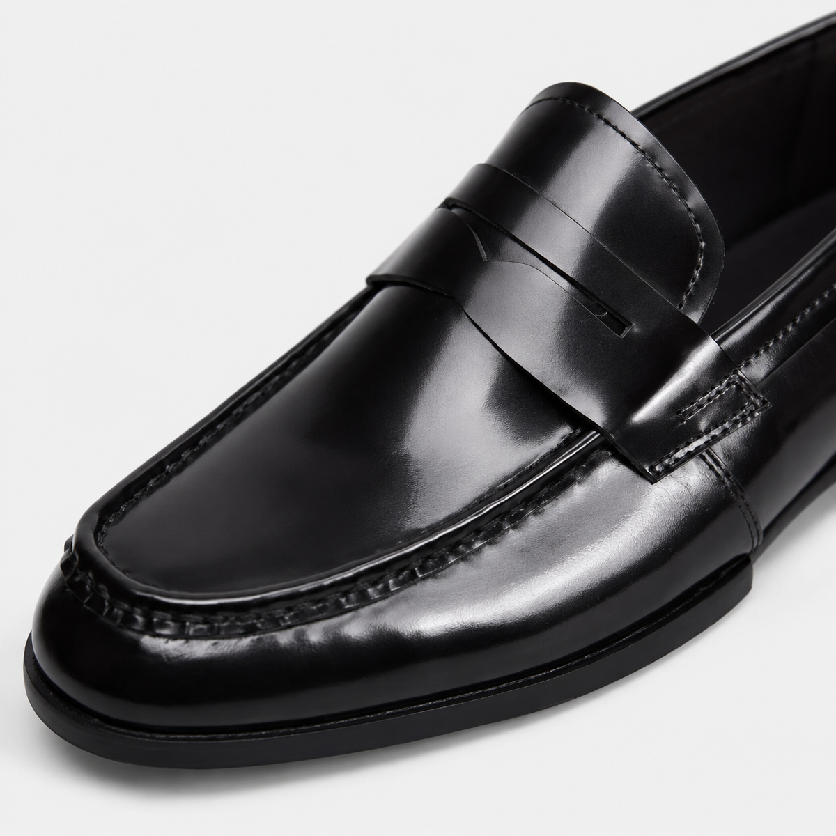Mocassin Costume Mariage en Cuir Noir Vernis Talon Homme | Victor