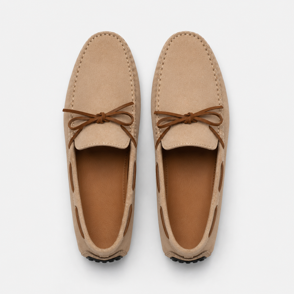 Mocassin Confort Bateau en Daim Beige pour Homme à Lacet | Clément