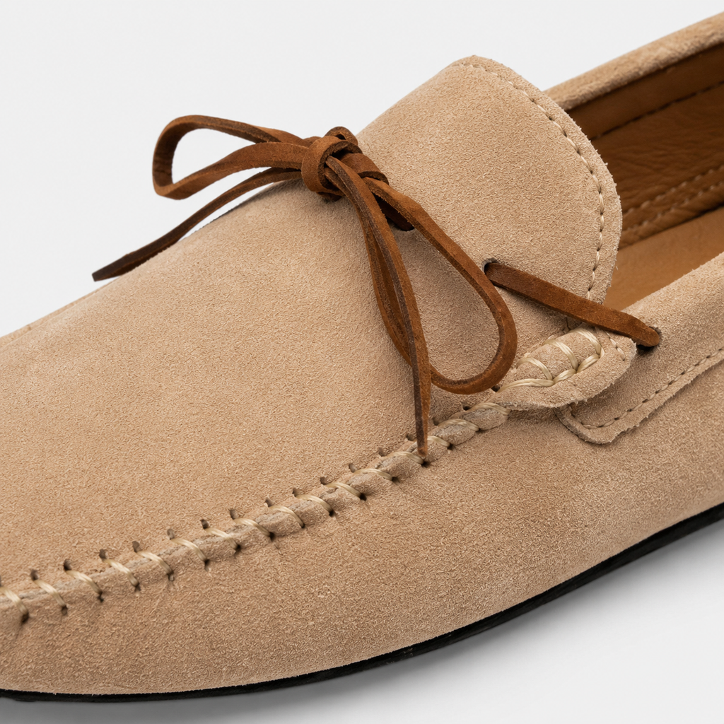 Mocassin Confort Bateau en Daim Beige pour Homme à Lacet | Clément