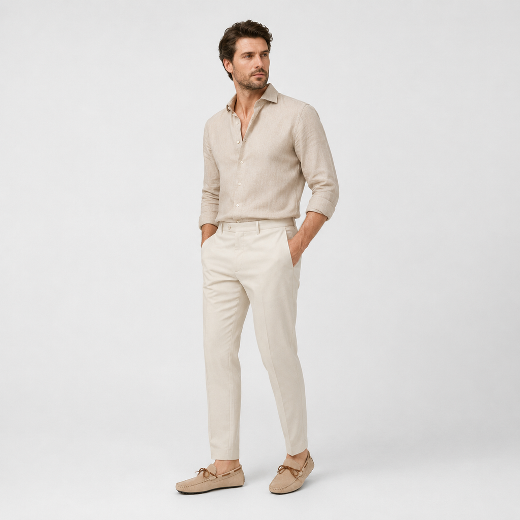 Mocassin Confort Bateau en Daim Beige pour Homme à Lacet | Clément