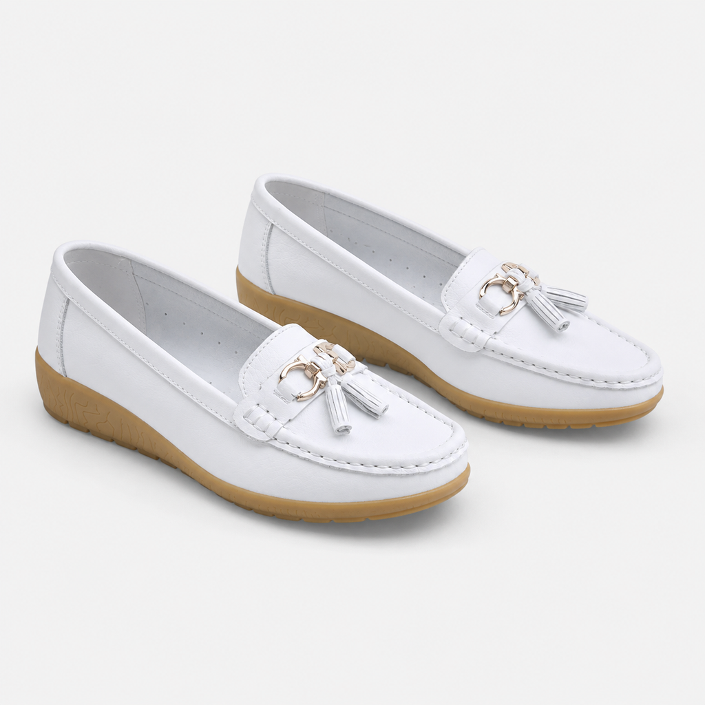 Mocassin Compensé Femme Blanc | Anaïs