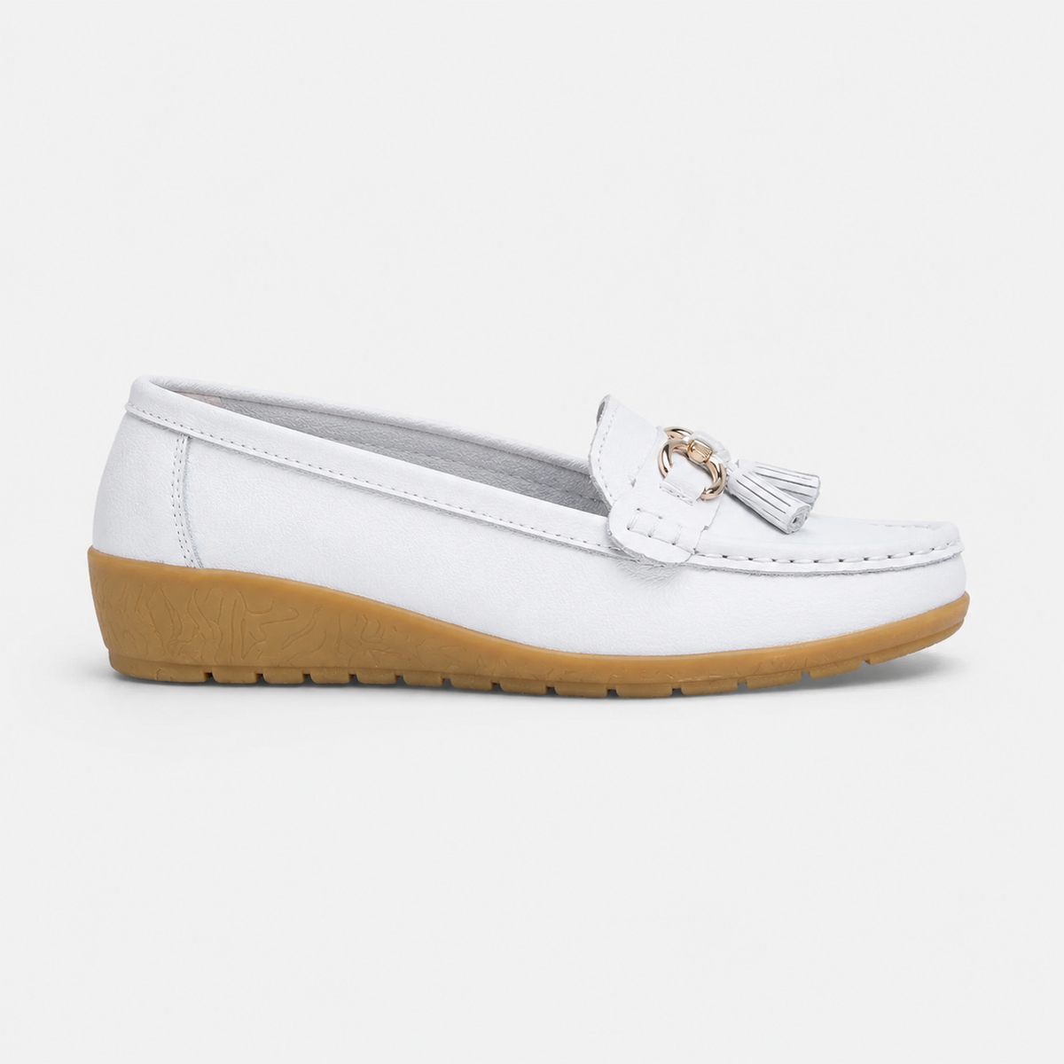 Mocassin Compensé Femme Blanc | Anaïs