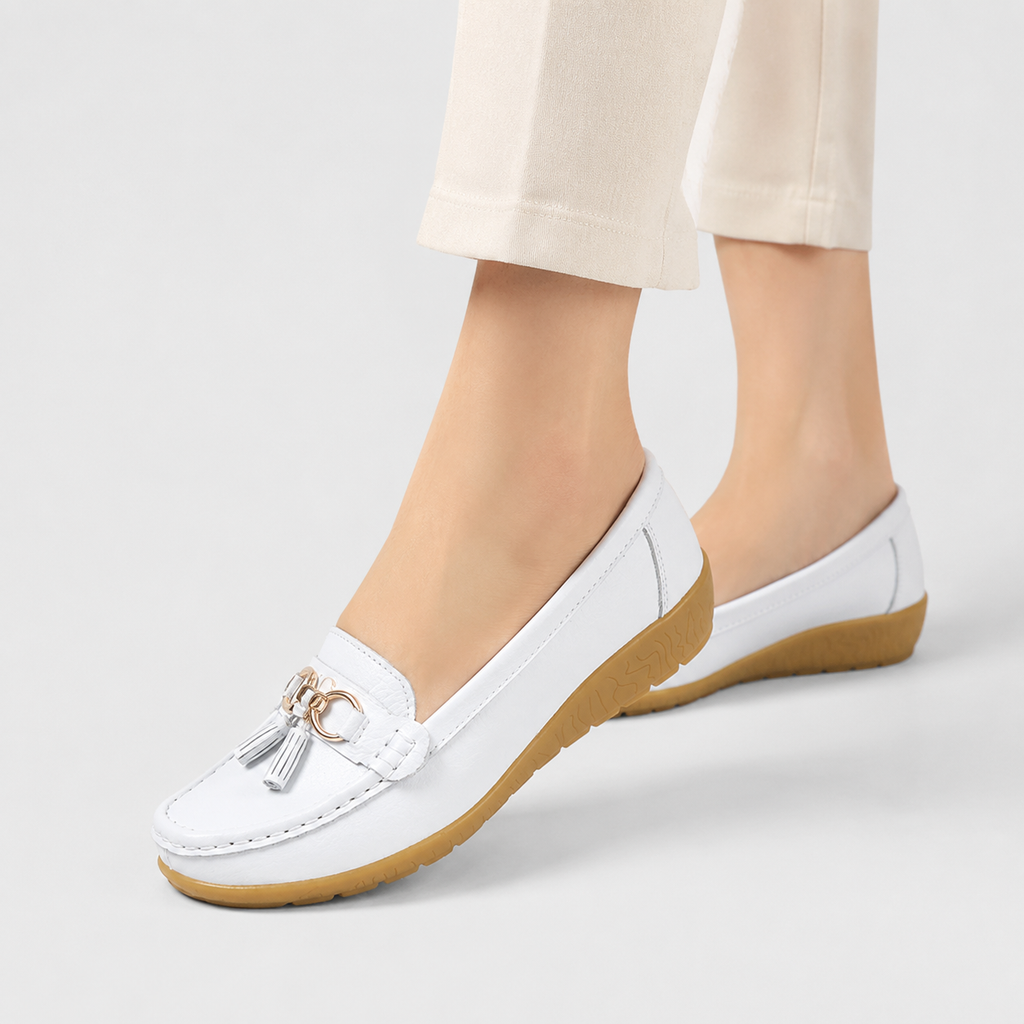 Mocassin Compensé Femme Blanc | Anaïs