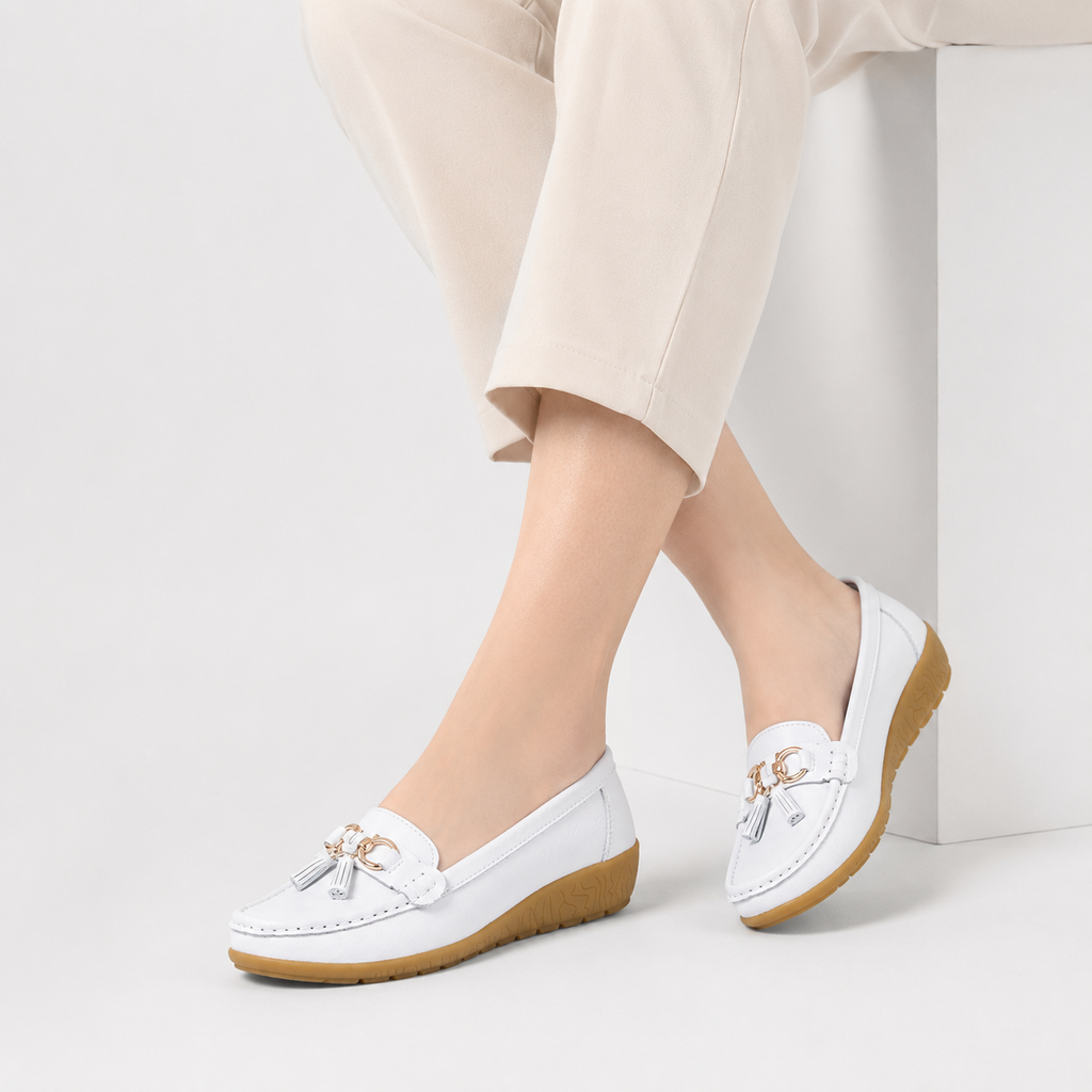 Mocassin Compensé Femme Blanc | Anaïs