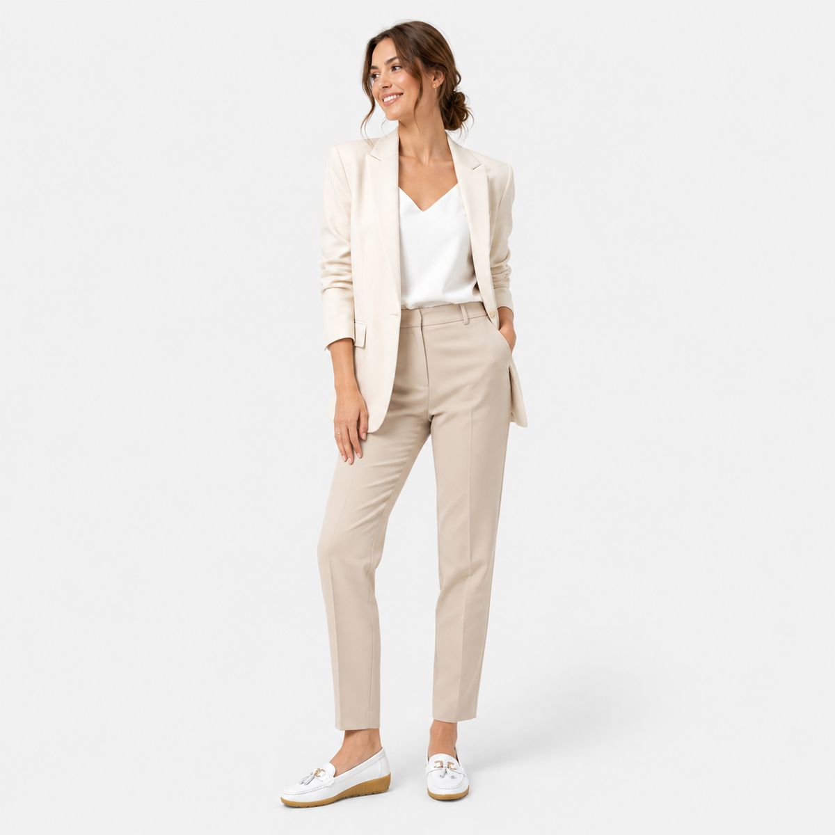 Mocassin Compensé Femme Blanc | Anaïs