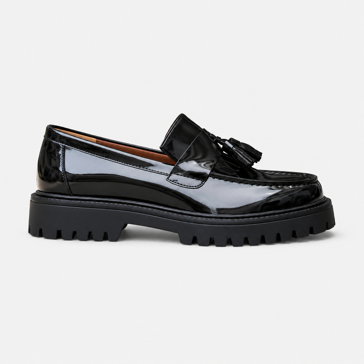 Mocassin Compensé en Cuir Vernis Noir Homme | Marius