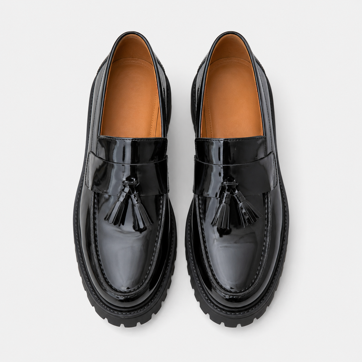 Mocassin Compensé en Cuir Vernis Noir Homme | Marius