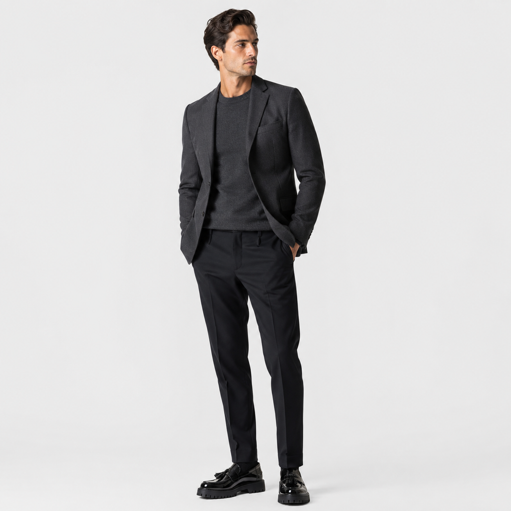 Mocassin Compensé en Cuir Vernis Noir à Gland pour Homme | Sacha