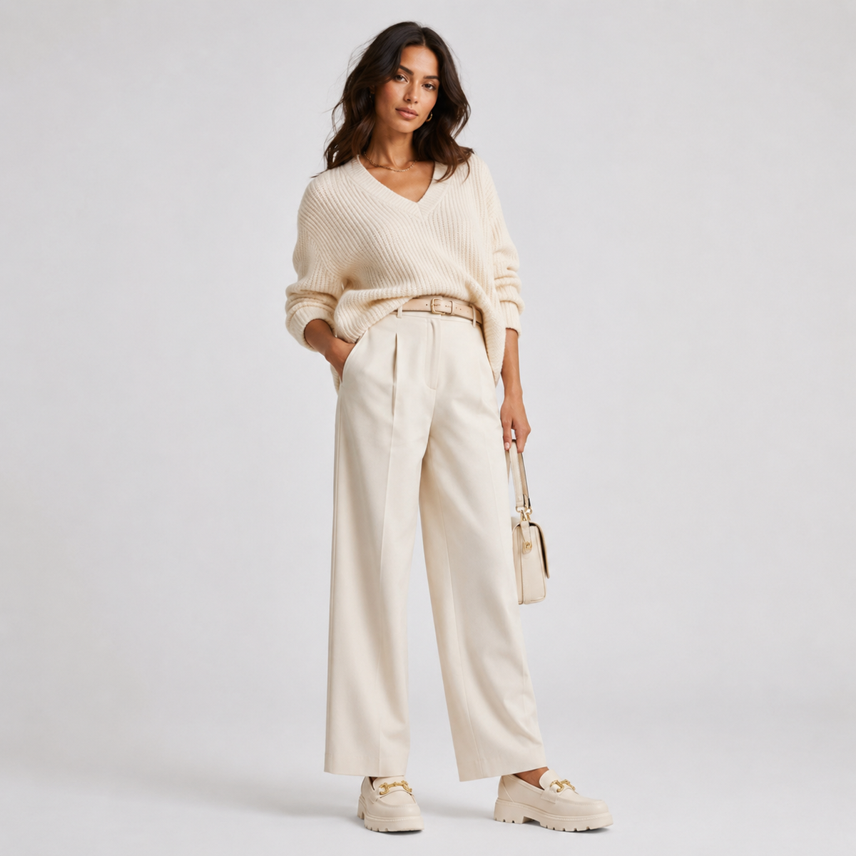 Mocassin Compensé en Cuir Blanc et Chaînette pour Femme | Inès