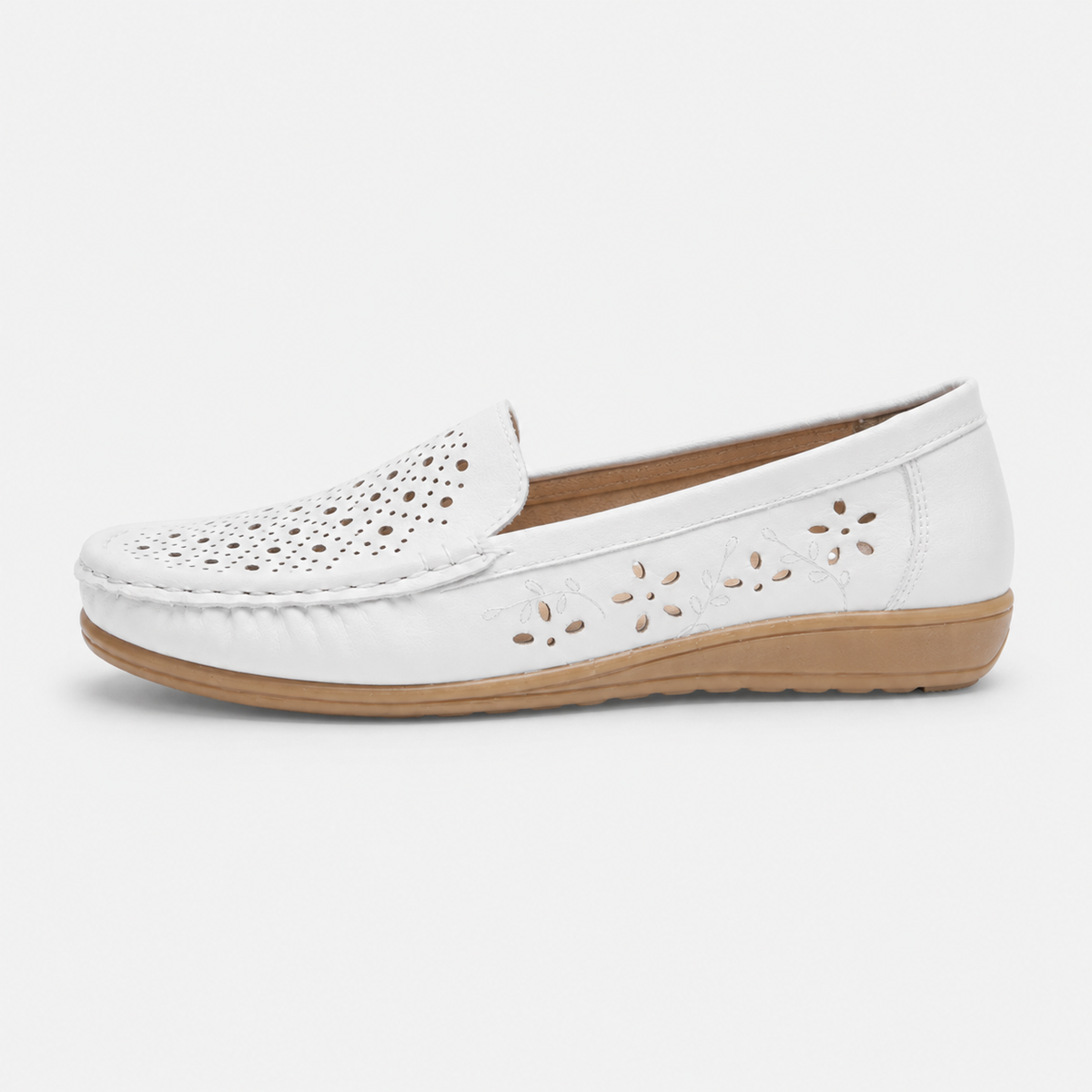 Mocassin Blanc Respirant Compensé pour Femme | Iris