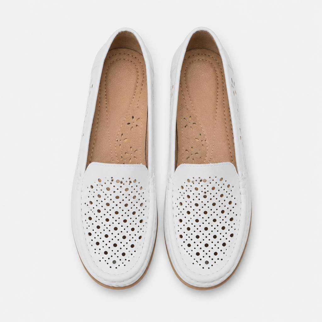 Mocassin Blanc Respirant Compensé pour Femme | Iris