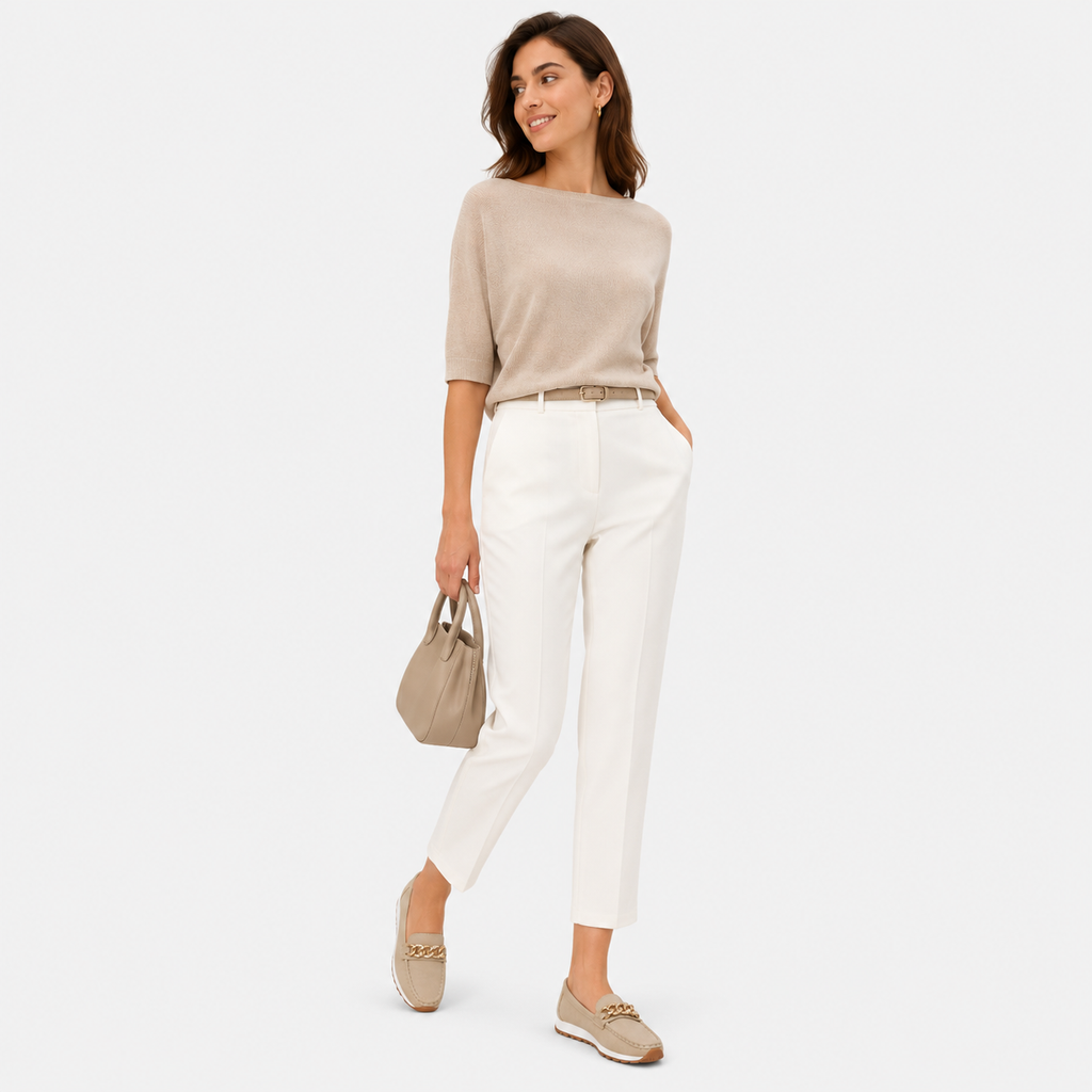 Mocassin Beige Compensé à Chaine Dorée | Anouk