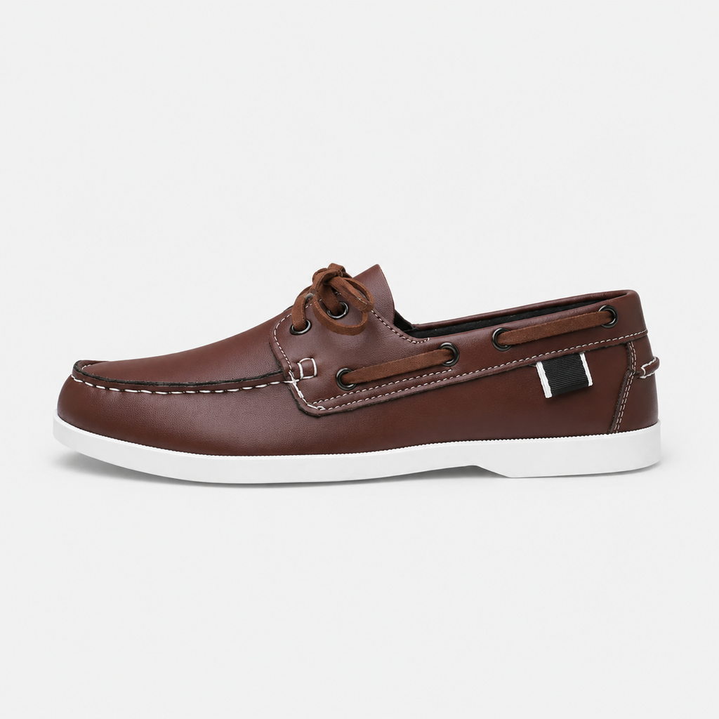 Mocassin Bateau à Lacet Cuir Lisse Marron pour Homme | Erasme