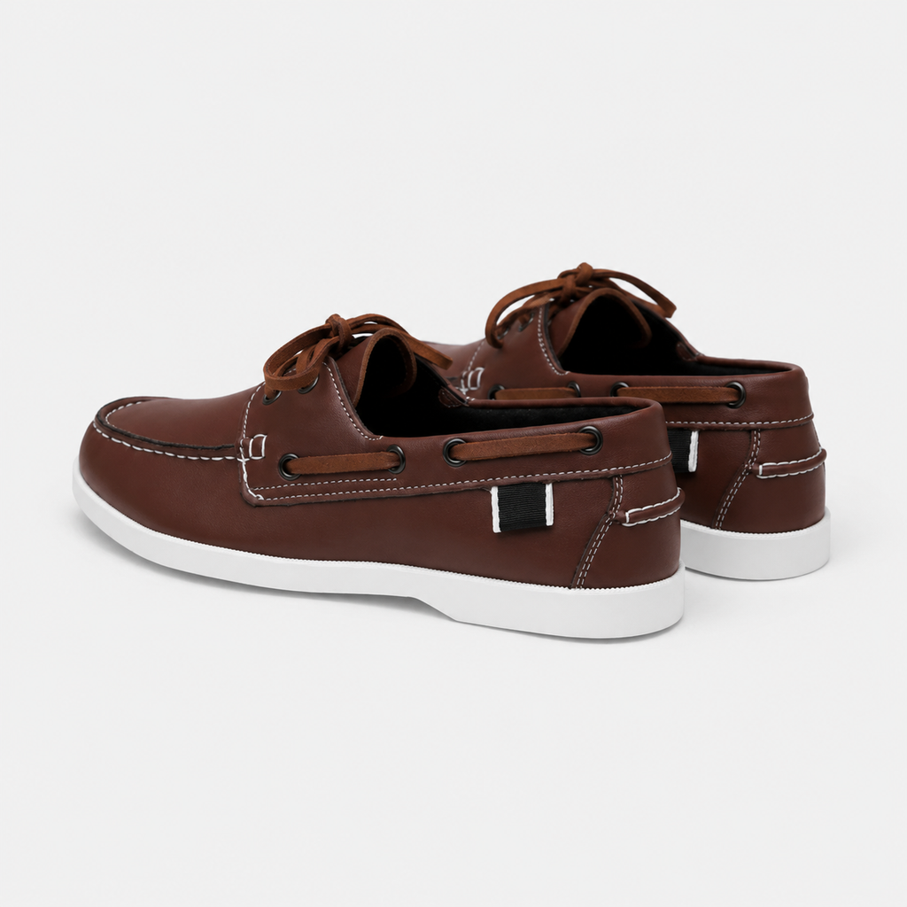 Mocassin Bateau à Lacet Cuir Lisse Marron pour Homme | Erasme