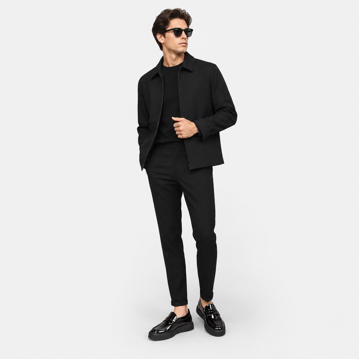 Mocassin à Plateforme Plate en Cuir Noir Vernis pour Homme | Valentin
