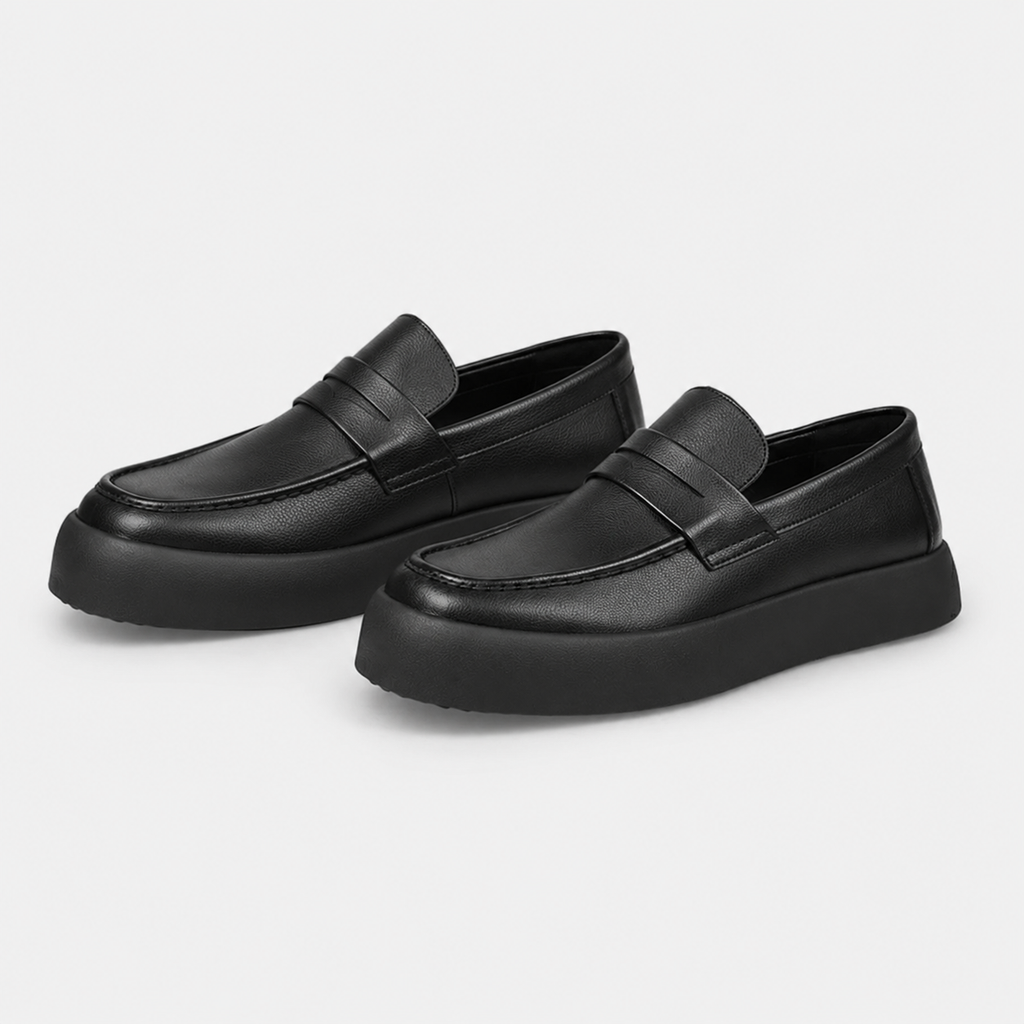 Mocassin à Semelle Épaisse Plat en Cuir Noir pour Homme | Côme