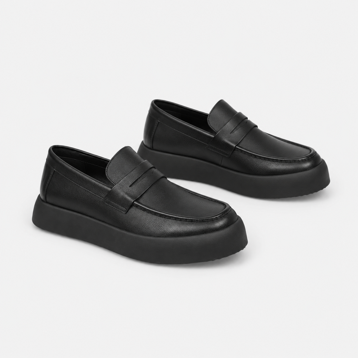 Mocassin à Semelle Épaisse Plat en Cuir Noir pour Homme | Côme