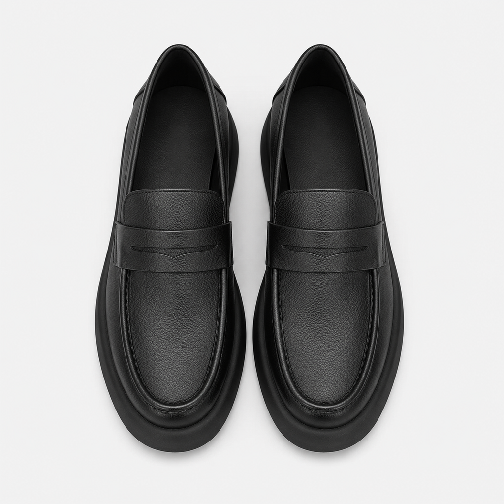 Mocassin à Semelle Épaisse Plat en Cuir Noir pour Homme | Côme