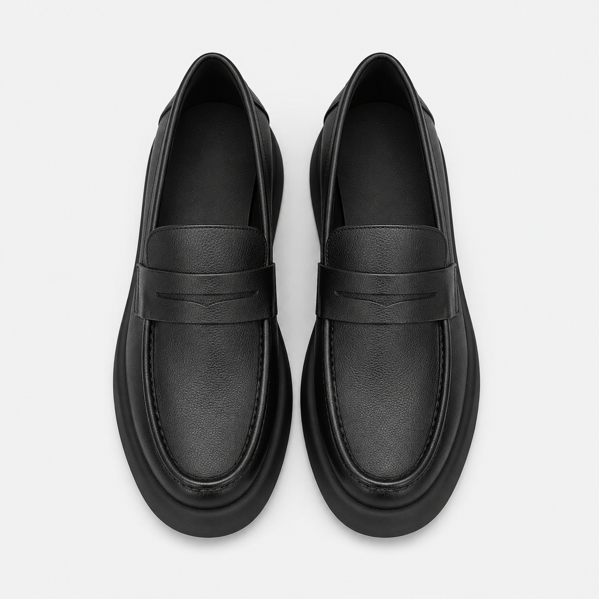 Mocassin à Semelle Épaisse Plat en Cuir Noir pour Homme | Côme
