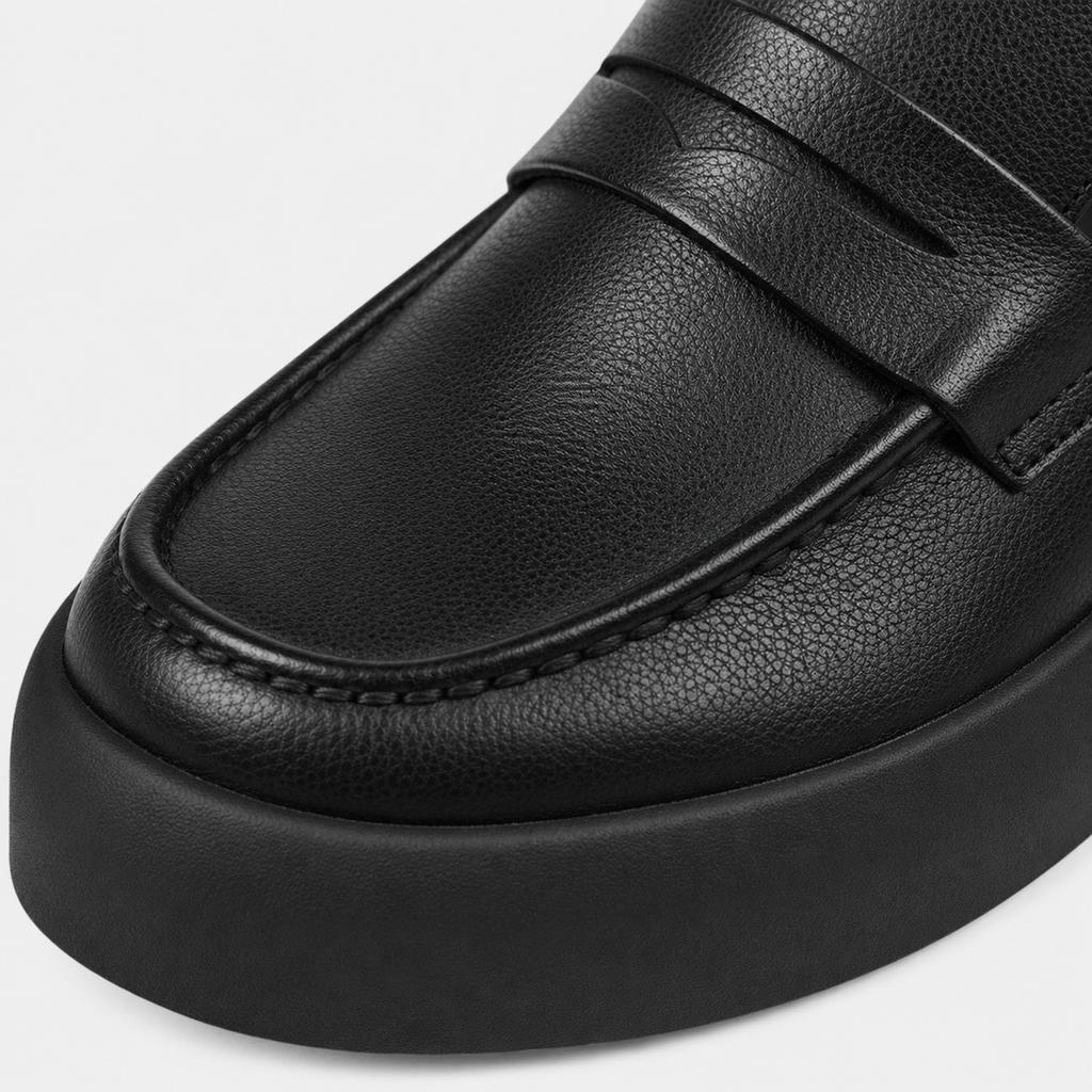 Mocassin à Semelle Épaisse Plat en Cuir Noir pour Homme | Côme