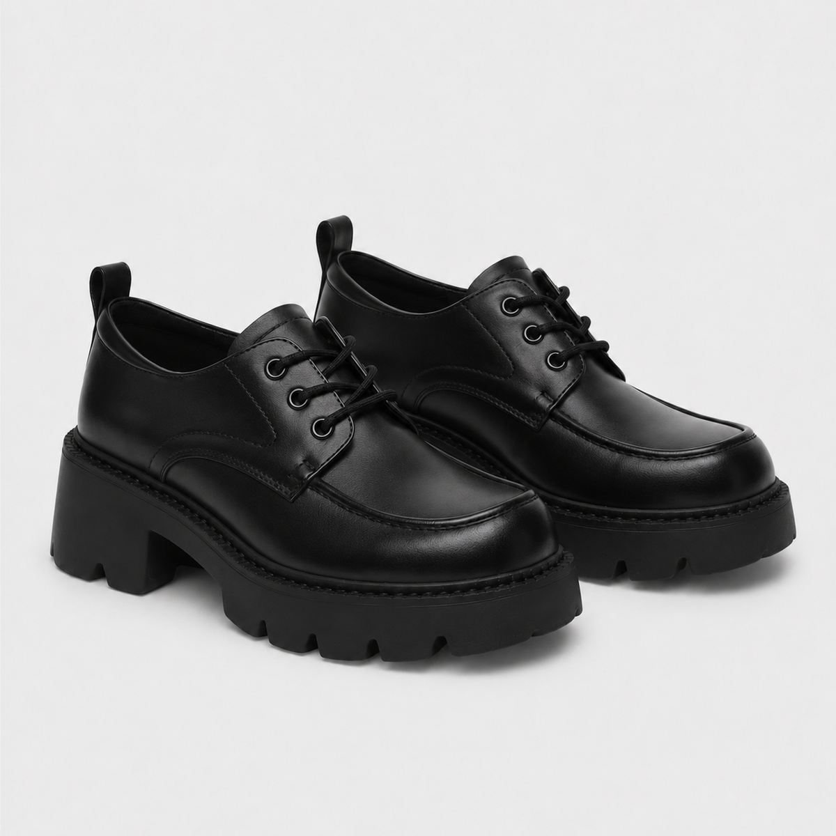 Mocassin à Lacet Plateforme et Talon Noir pour Femme | Éléonore