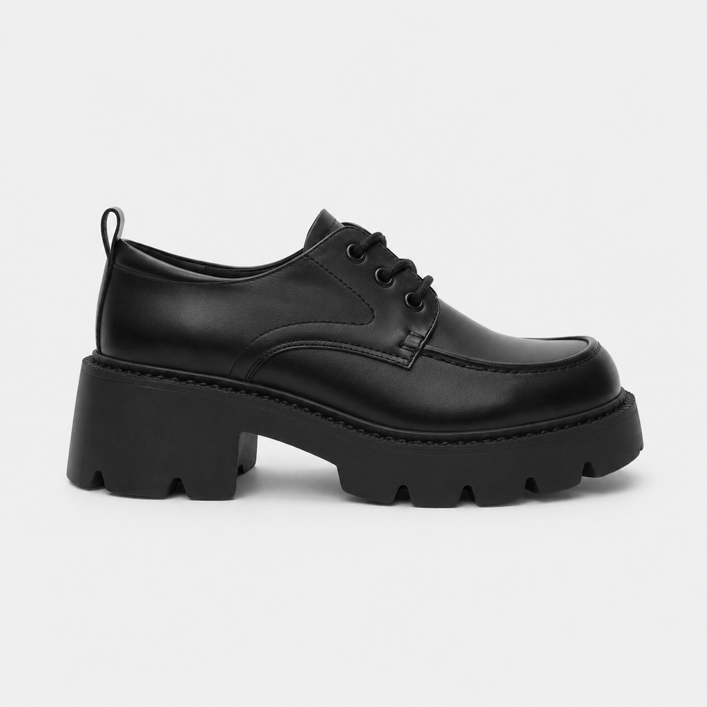 Mocassin à Lacet Plateforme et Talon Noir pour Femme | Éléonore