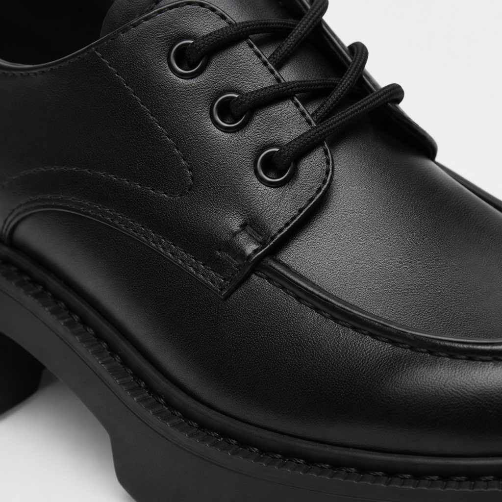 Mocassin à Lacet Plateforme et Talon Noir pour Femme | Éléonore