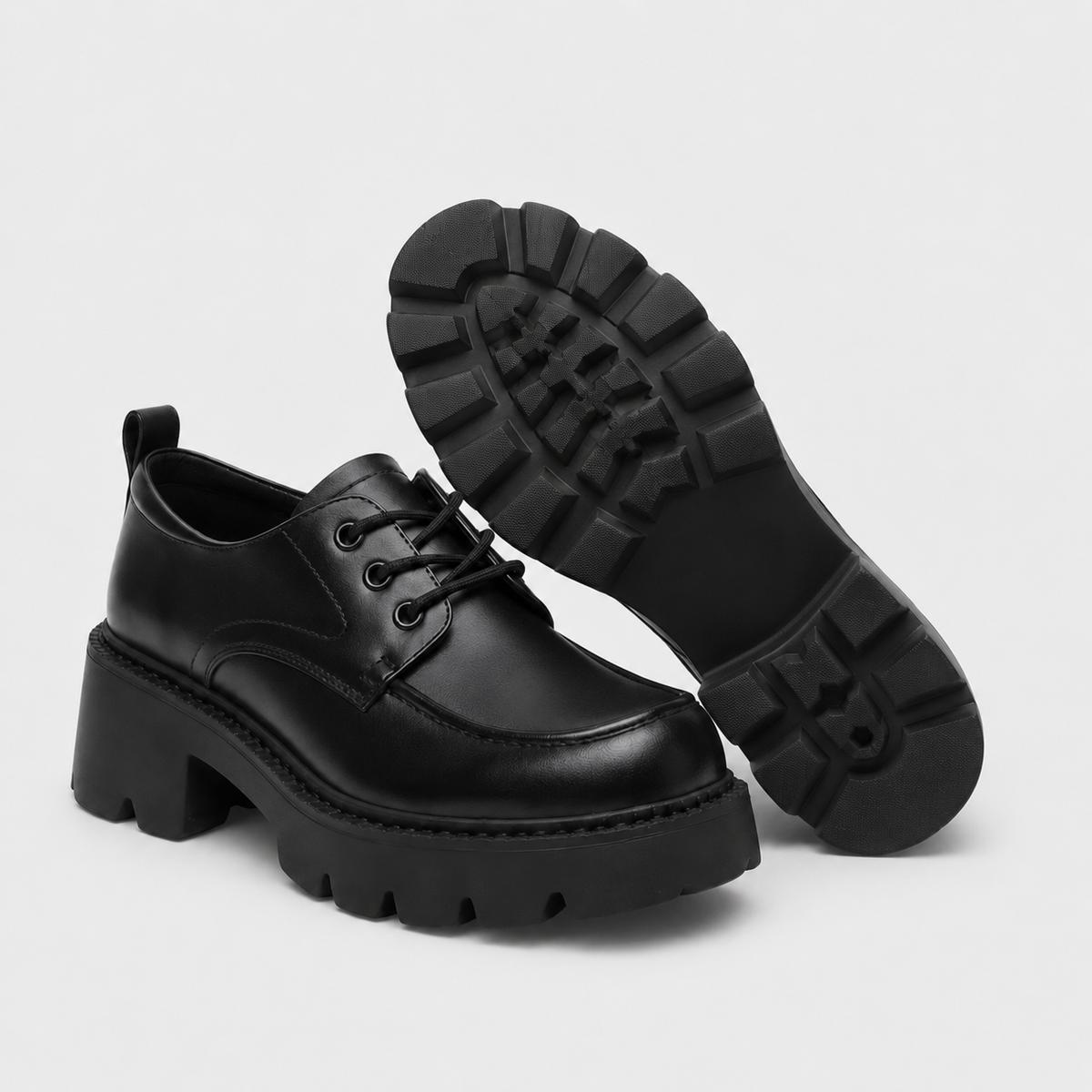 Mocassin à Lacet Plateforme et Talon Noir pour Femme | Éléonore
