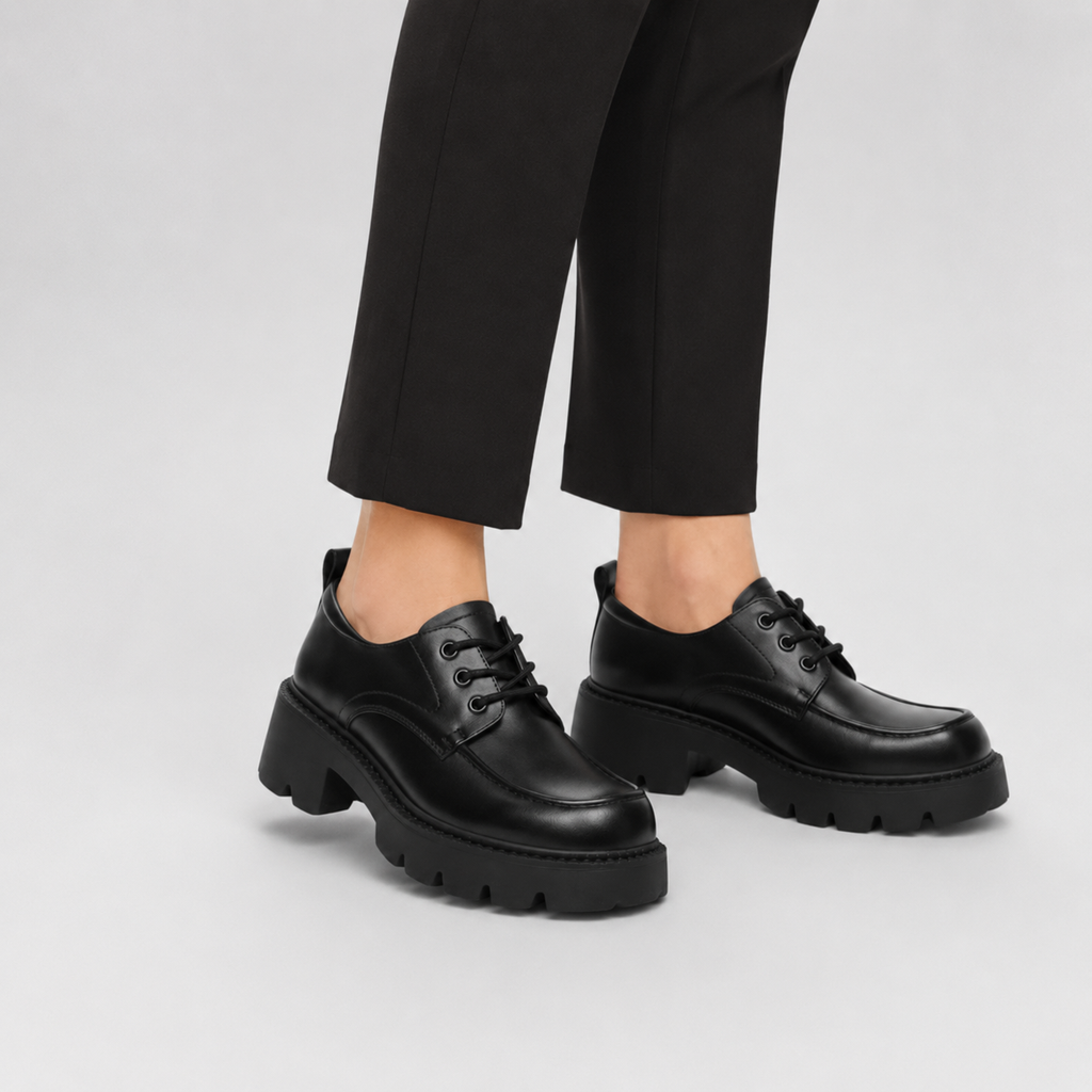Mocassin à Lacet Plateforme et Talon Noir pour Femme | Éléonore