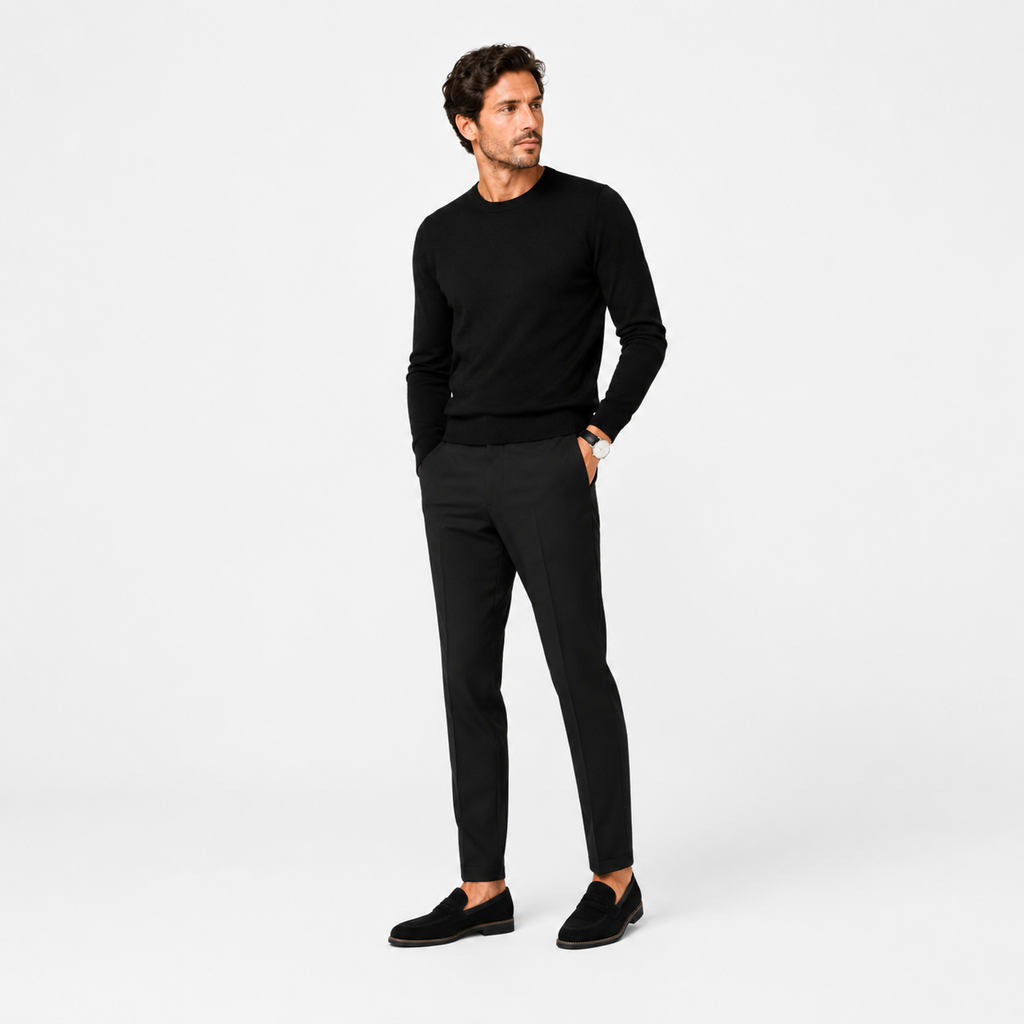 Mocassin Daim Velour Noir Costume Habillé Smoking Talon | Gaspard