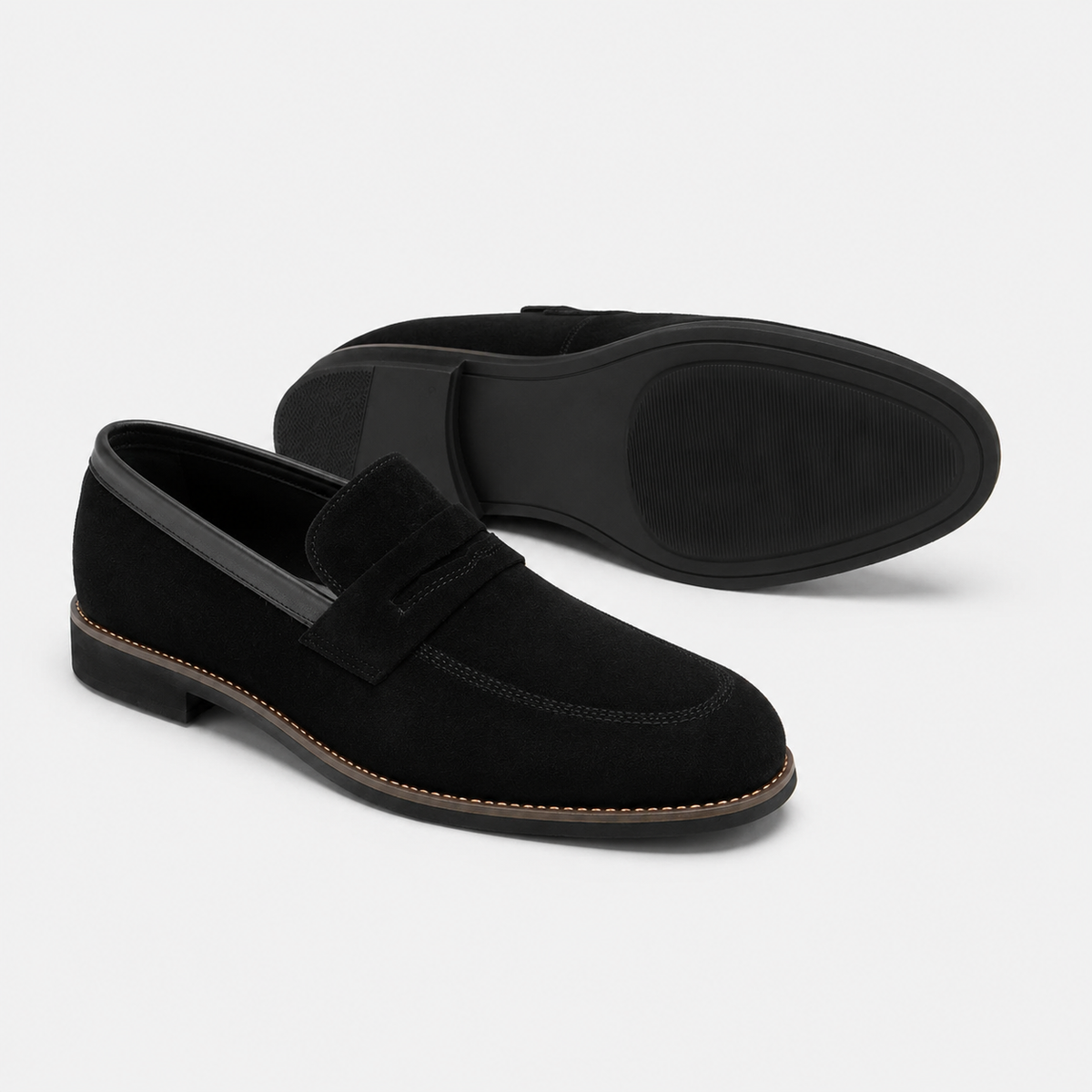 Mocassin Daim Velour Noir Costume Habillé Smoking Talon | Gaspard