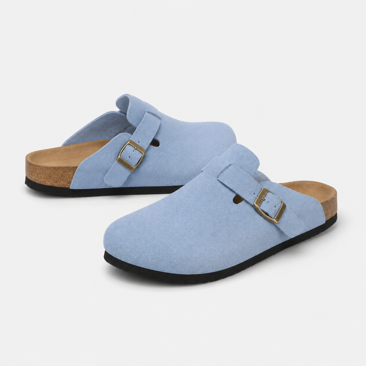 Chausson Mocassin Ouvert en Daim Nubuck Bleu Clair | Malo