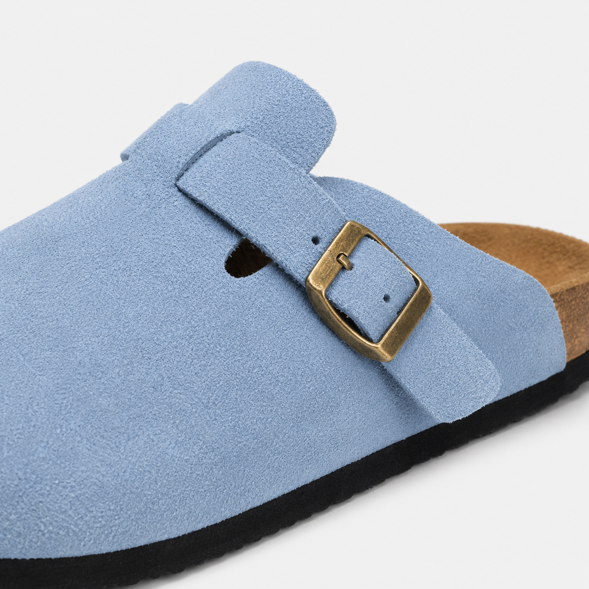 Chausson Mocassin Ouvert en Daim Nubuck Bleu Clair | Malo