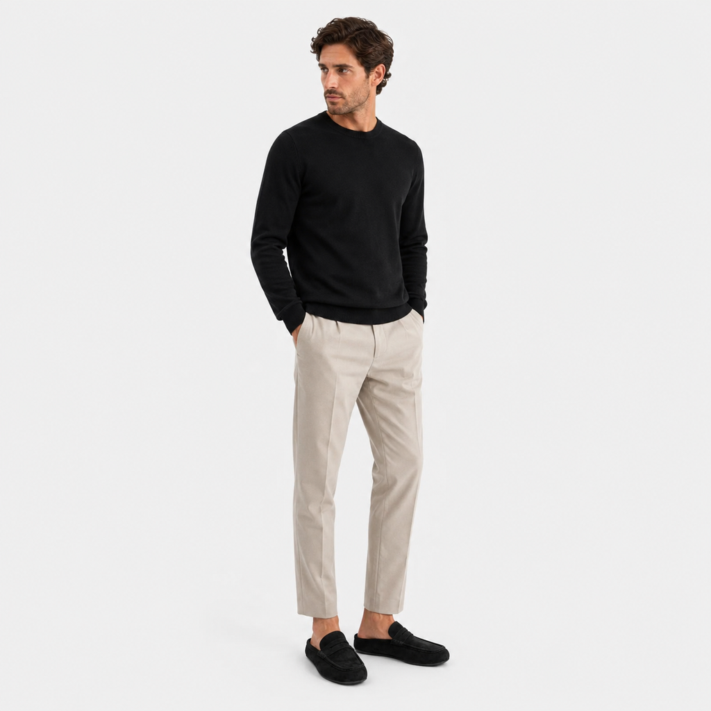 Chausson Mocassin Mule Ouvert Confort en Daim Nubuck Noir | Eden