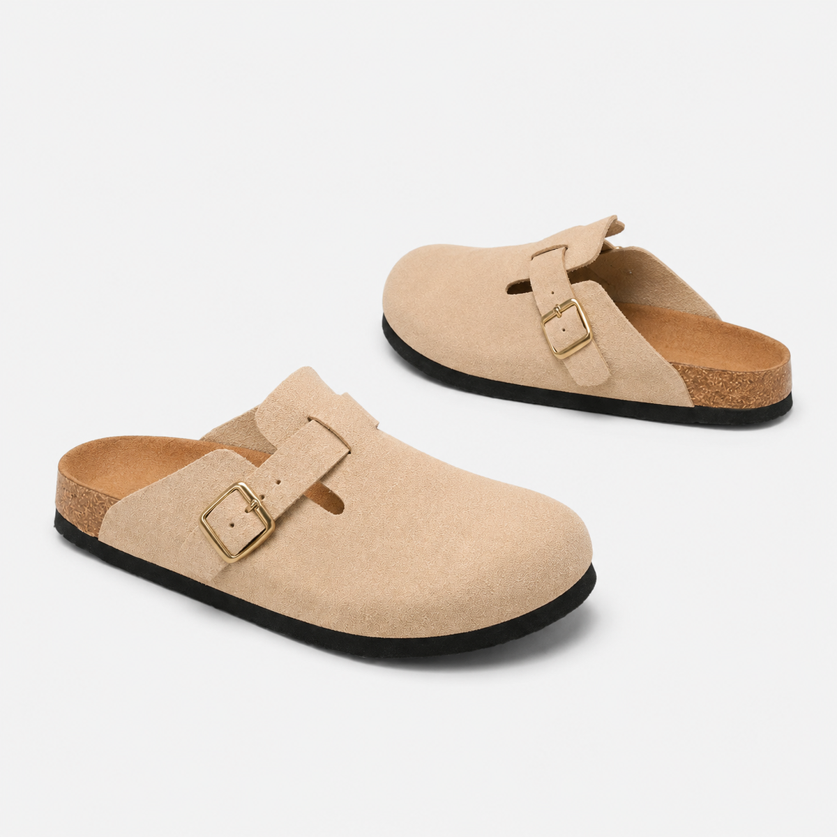 Chausson Mocassin Mule en Daim Beige Ouvert à L'arrière Unisexe | Loeiz