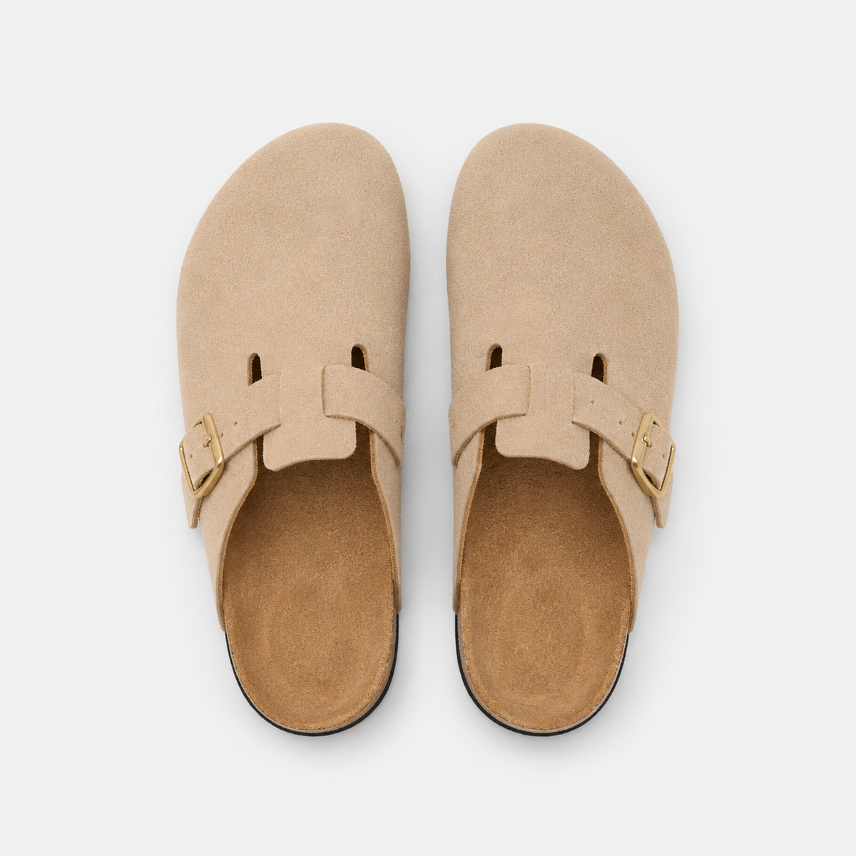 Chausson Mocassin Mule en Daim Beige Ouvert à L'arrière Unisexe | Loeiz