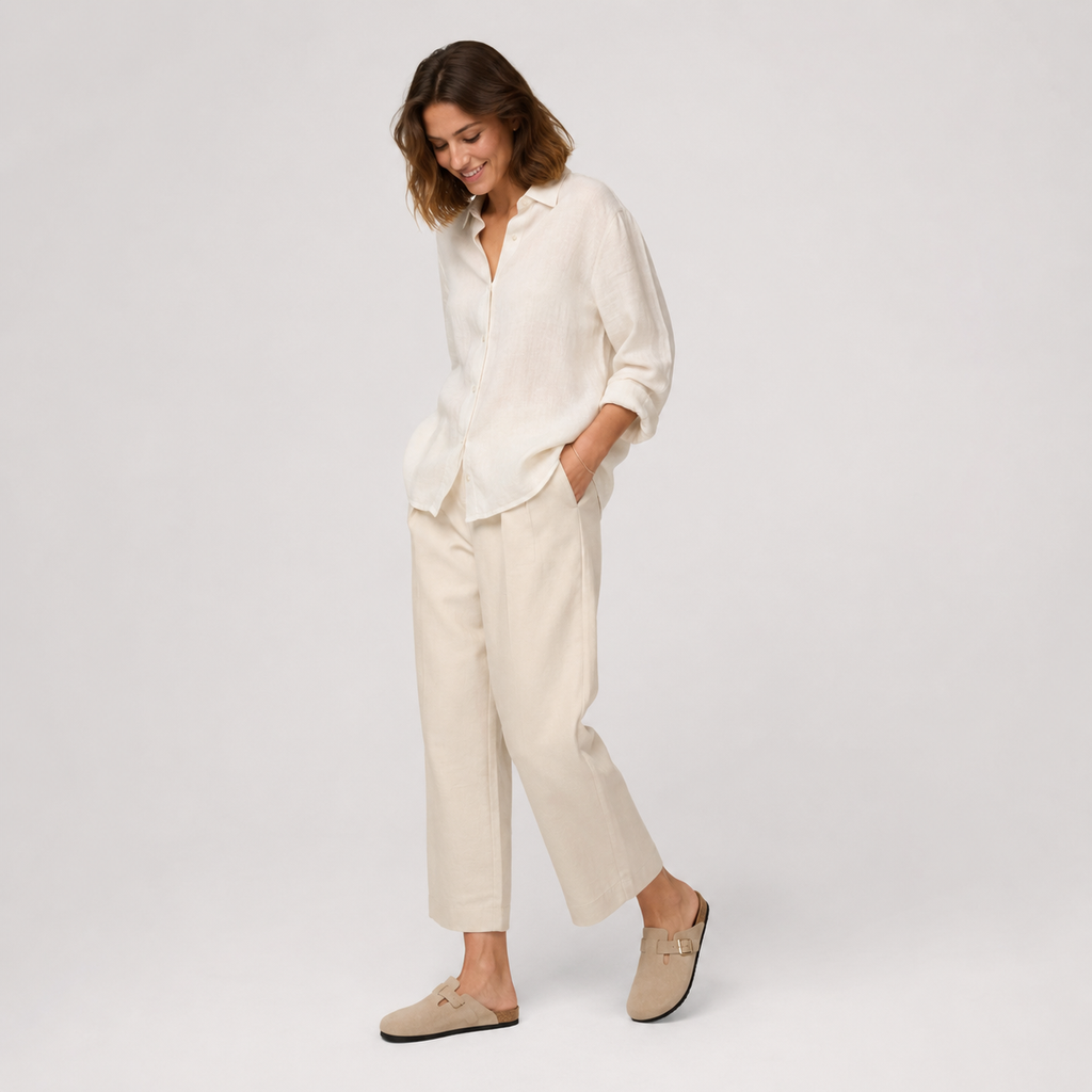 Chausson Mocassin Mule en Daim Beige Ouvert à L'arrière Unisexe | Loeiz