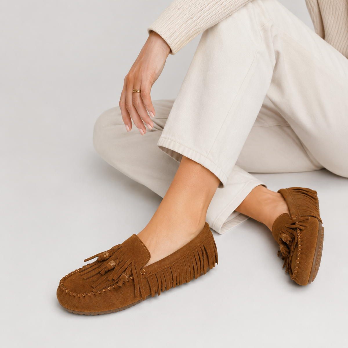 Chausson Mocassin Indien Marron pour Femme | Adèle