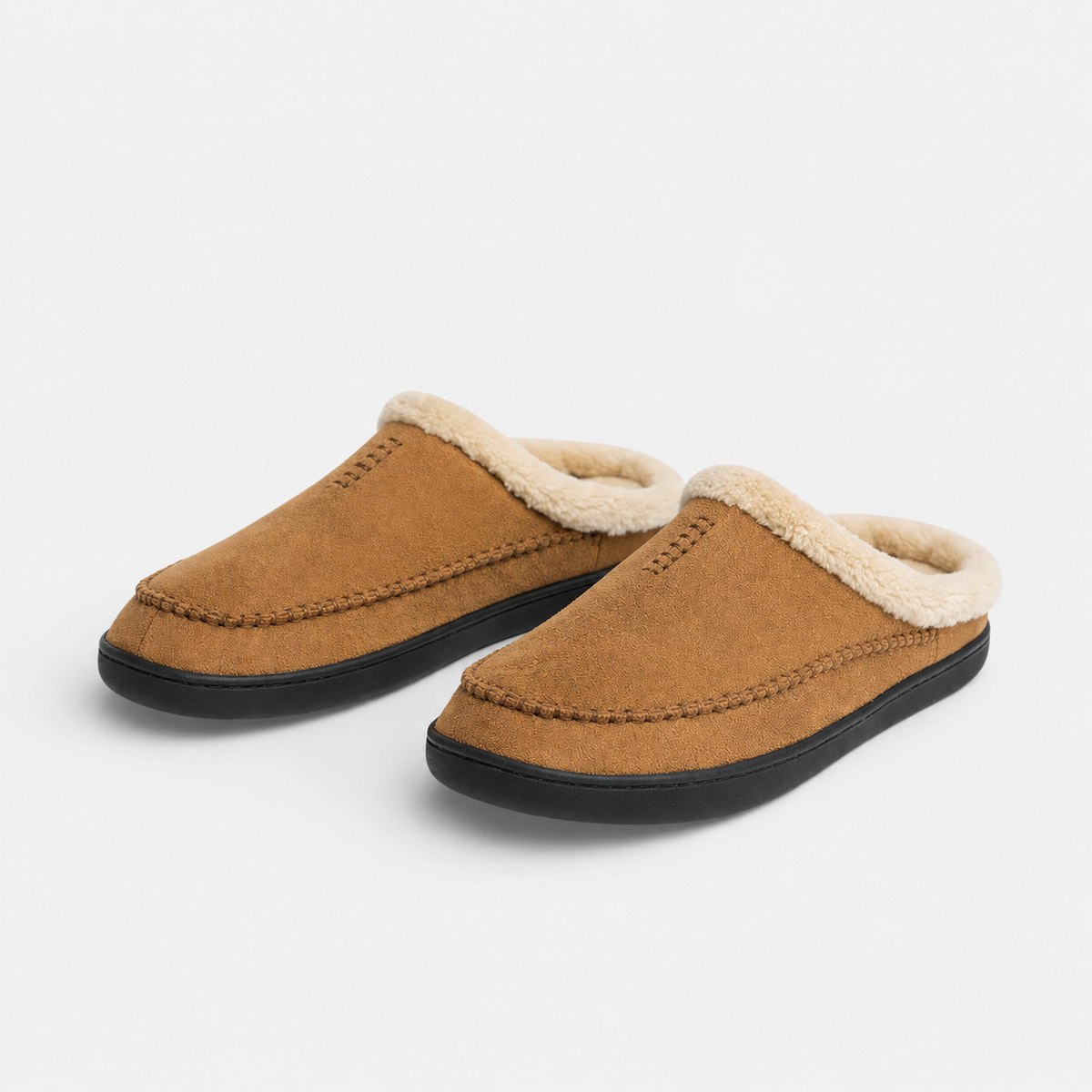 Chausson Mocassin en Cuir Marron Camel Mule Fourré | Landry