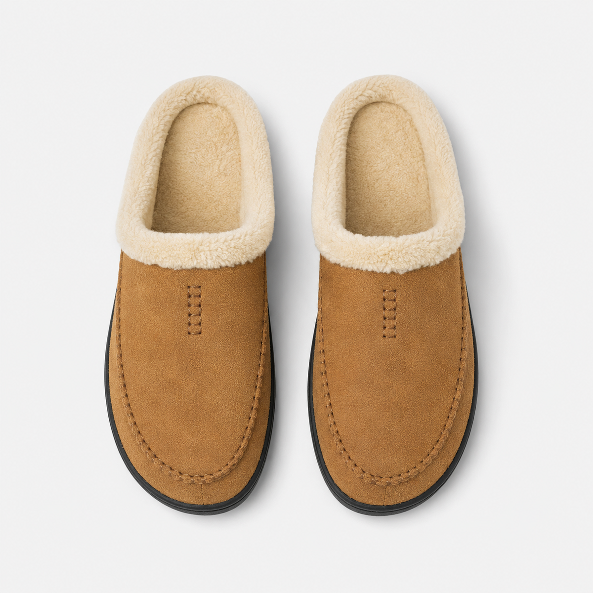 Chausson Mocassin en Cuir Marron Camel Mule Fourré | Landry