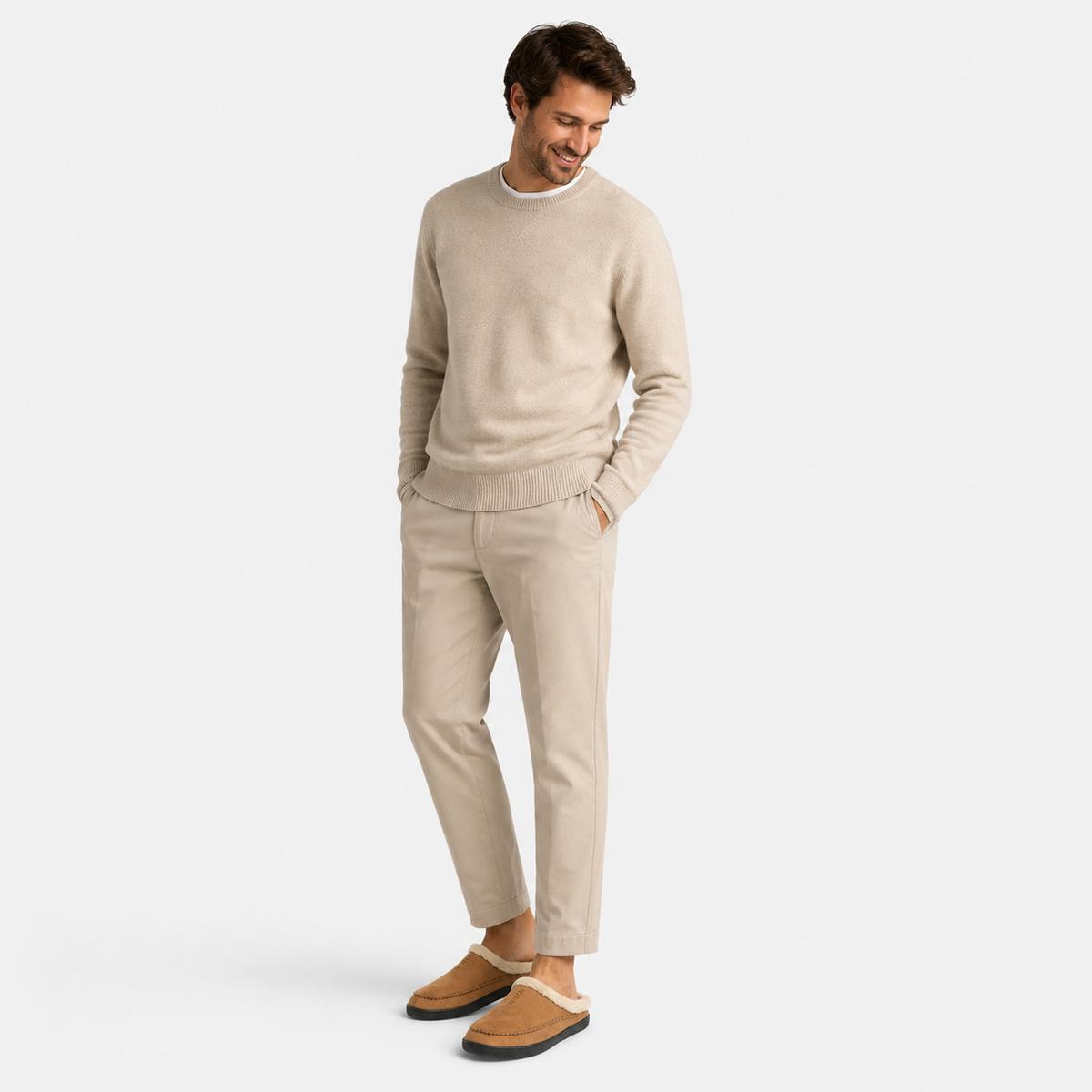 Chausson Mocassin en Cuir Marron Camel Mule Fourré | Landry