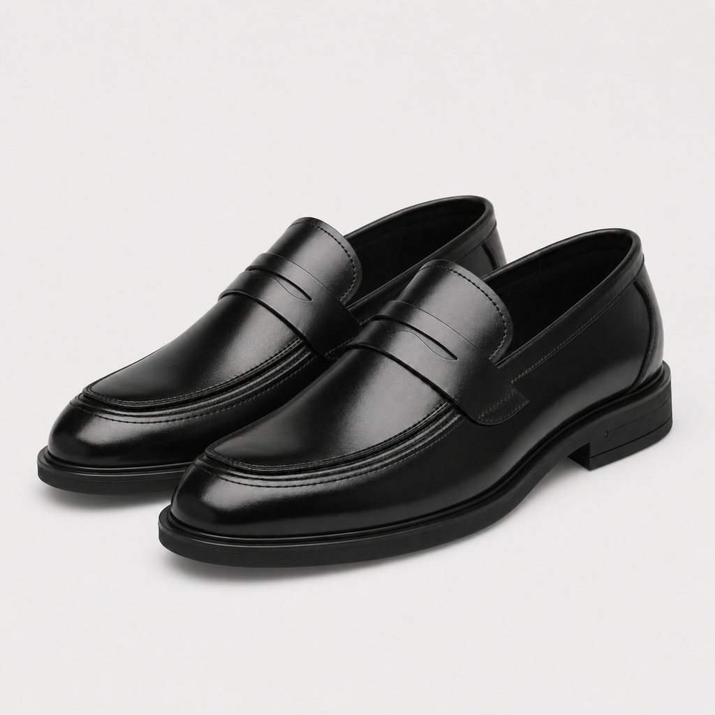 Mocassin de Ville Costume en Cuir Noir Vernis pour Homme | Eugene