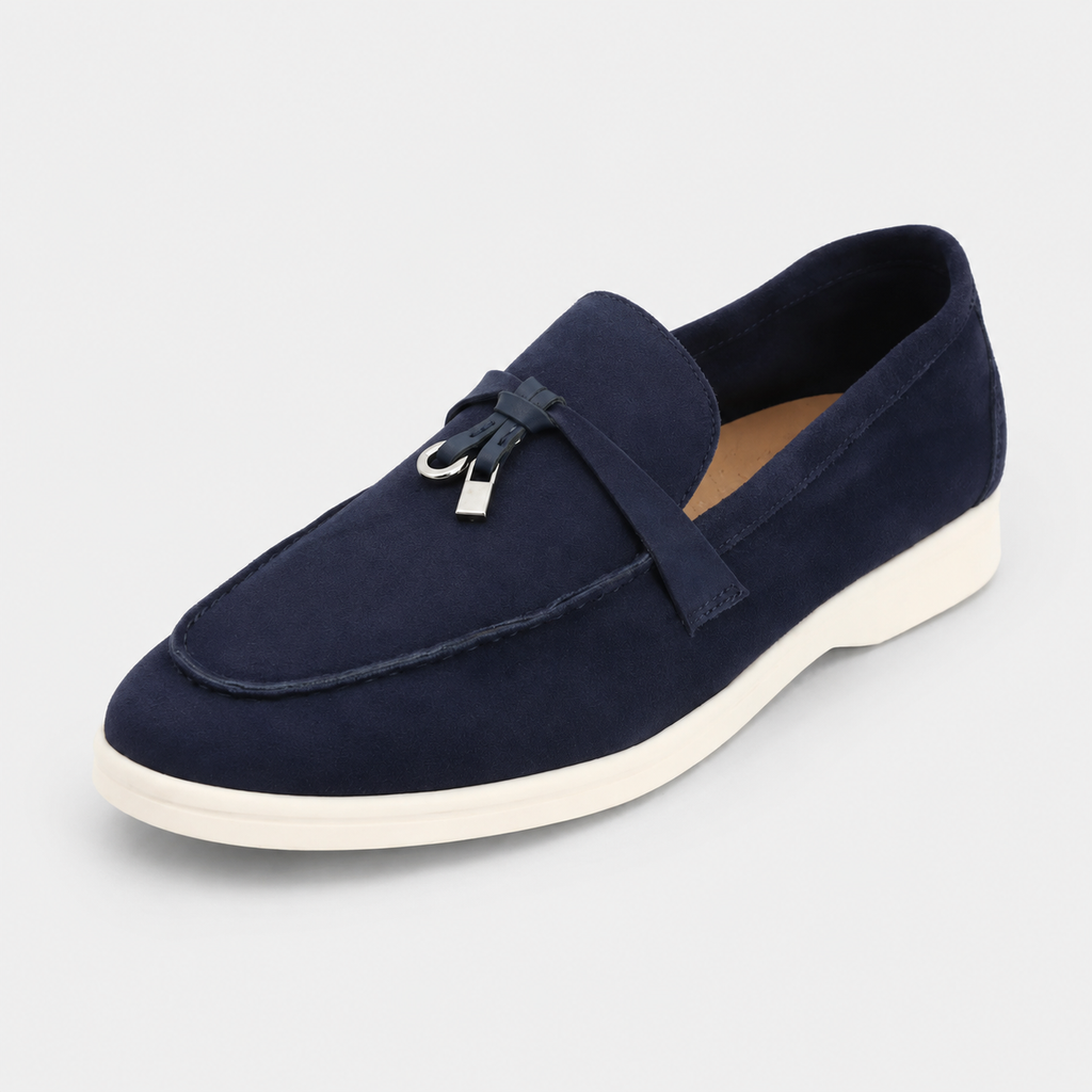 Mocassins à Glands en Daim Bleu Marine | Lison