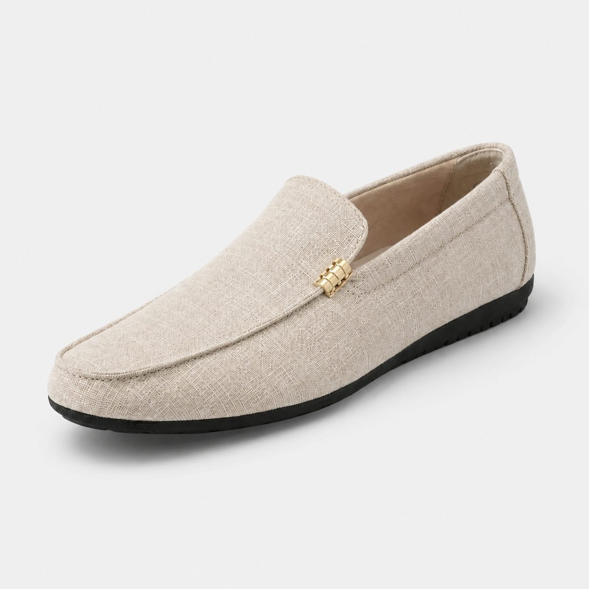Mocassin Tissu Beige Casual avec Barrette Dorée pour Homme | Lucien