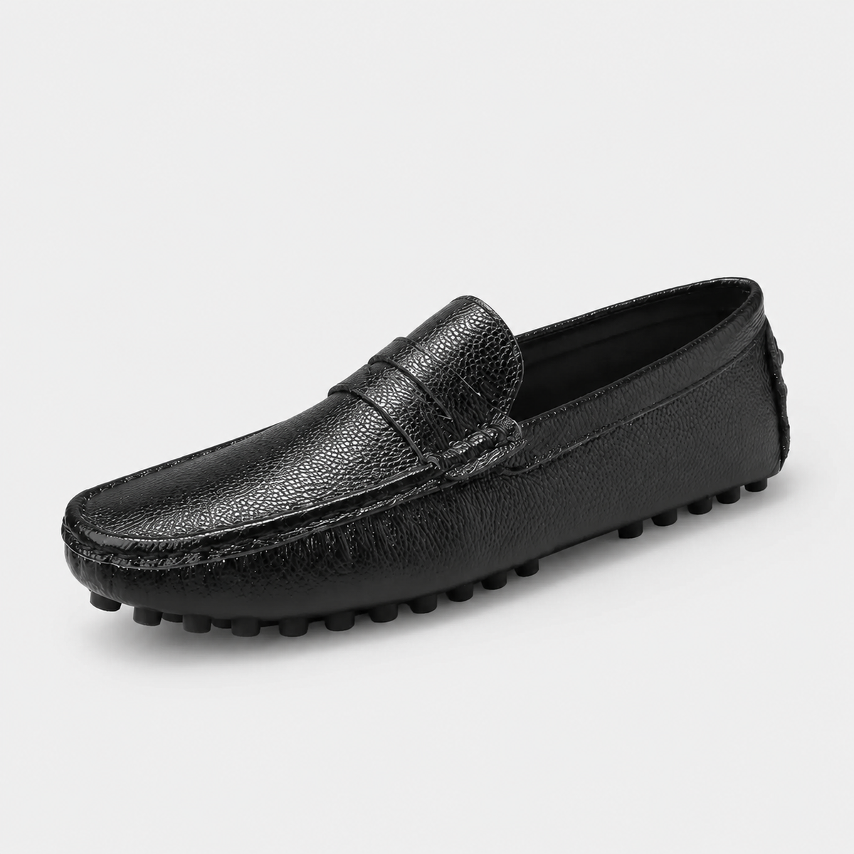 Mocassin pour Bateau en Cuir Vernis Noir Homme | Nathan
