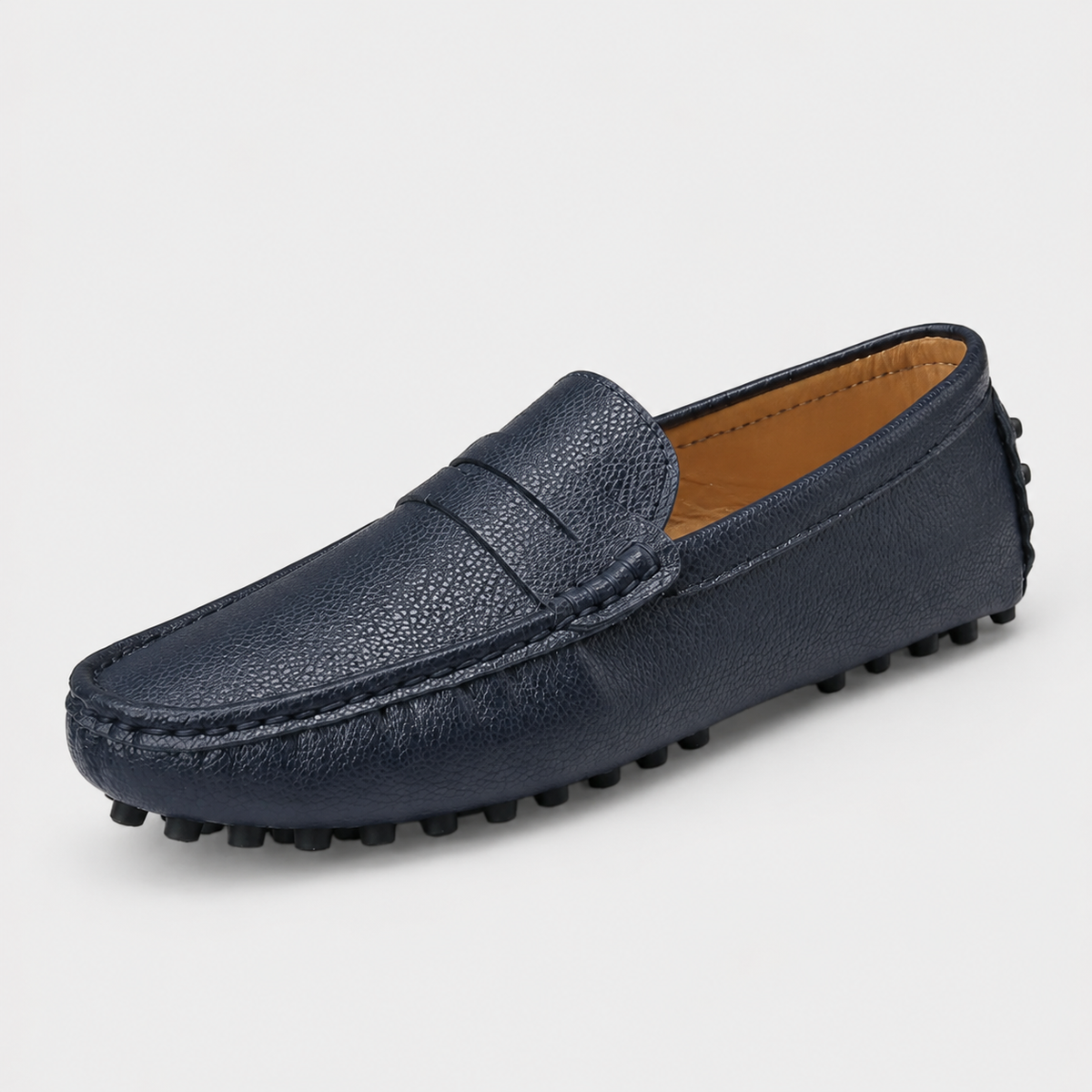 Mocassin pour Bateau en Cuir Vernis Bleu Marine Homme | Noé