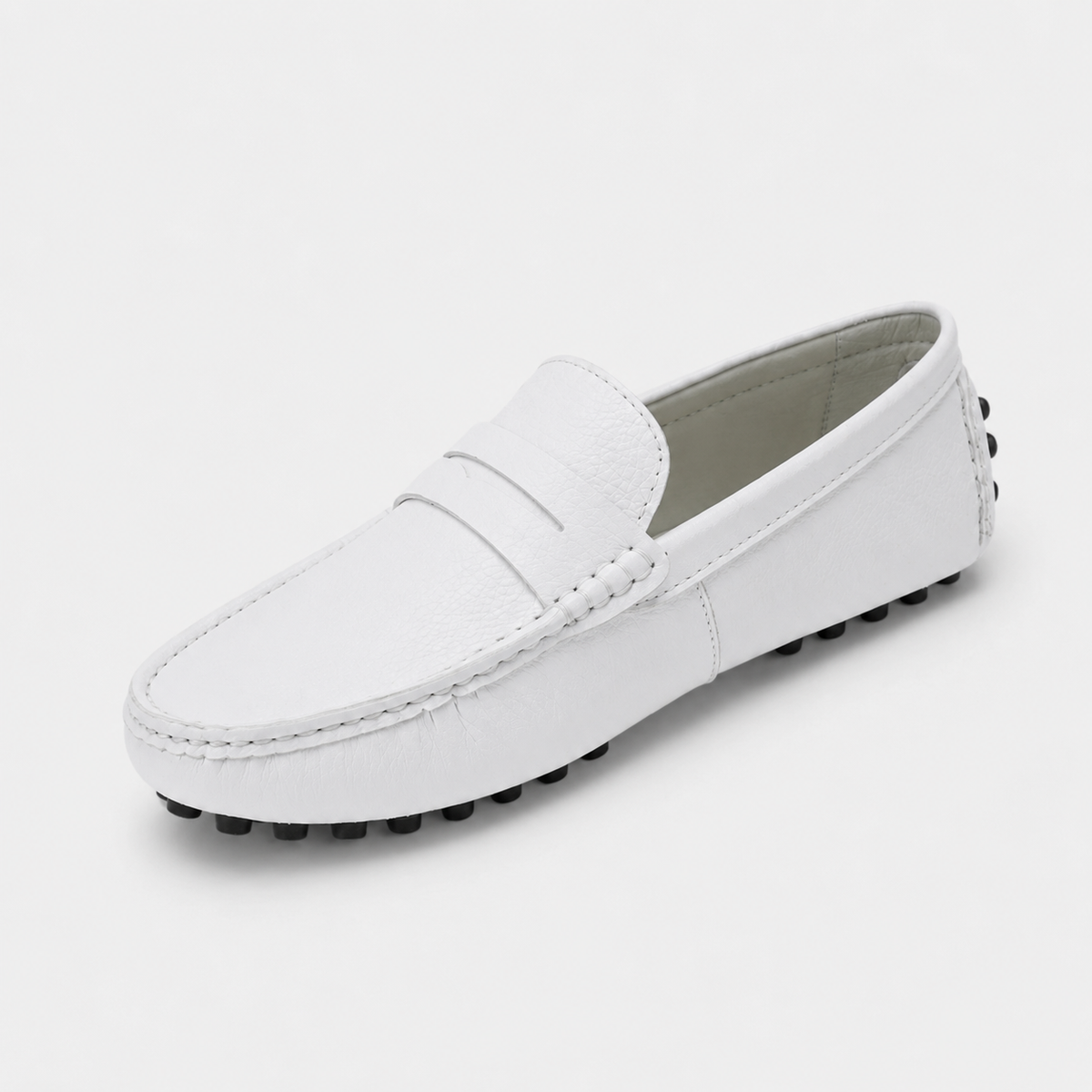 Mocassin Bateau en Cuir Vernis Blanc Homme | Mathis