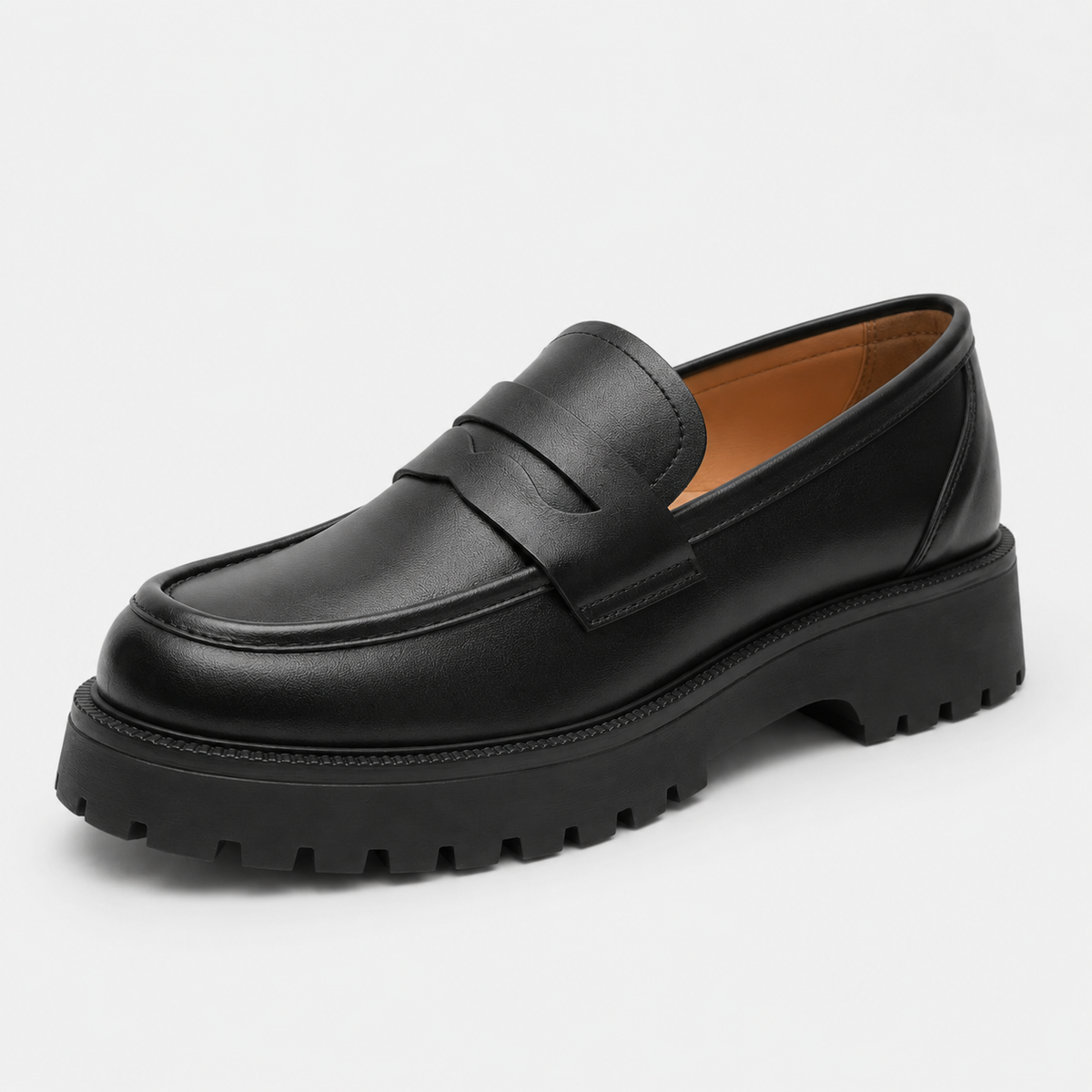 Mocassin Plateforme en Cuir Noir pour Femme | Élise