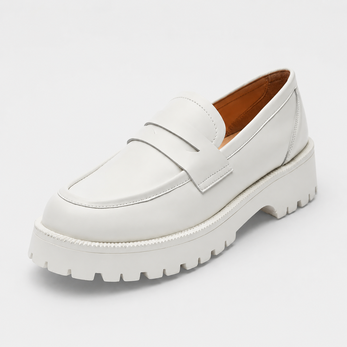 Mocassin Plateforme en Cuir Blanc pour Femme | Chloé