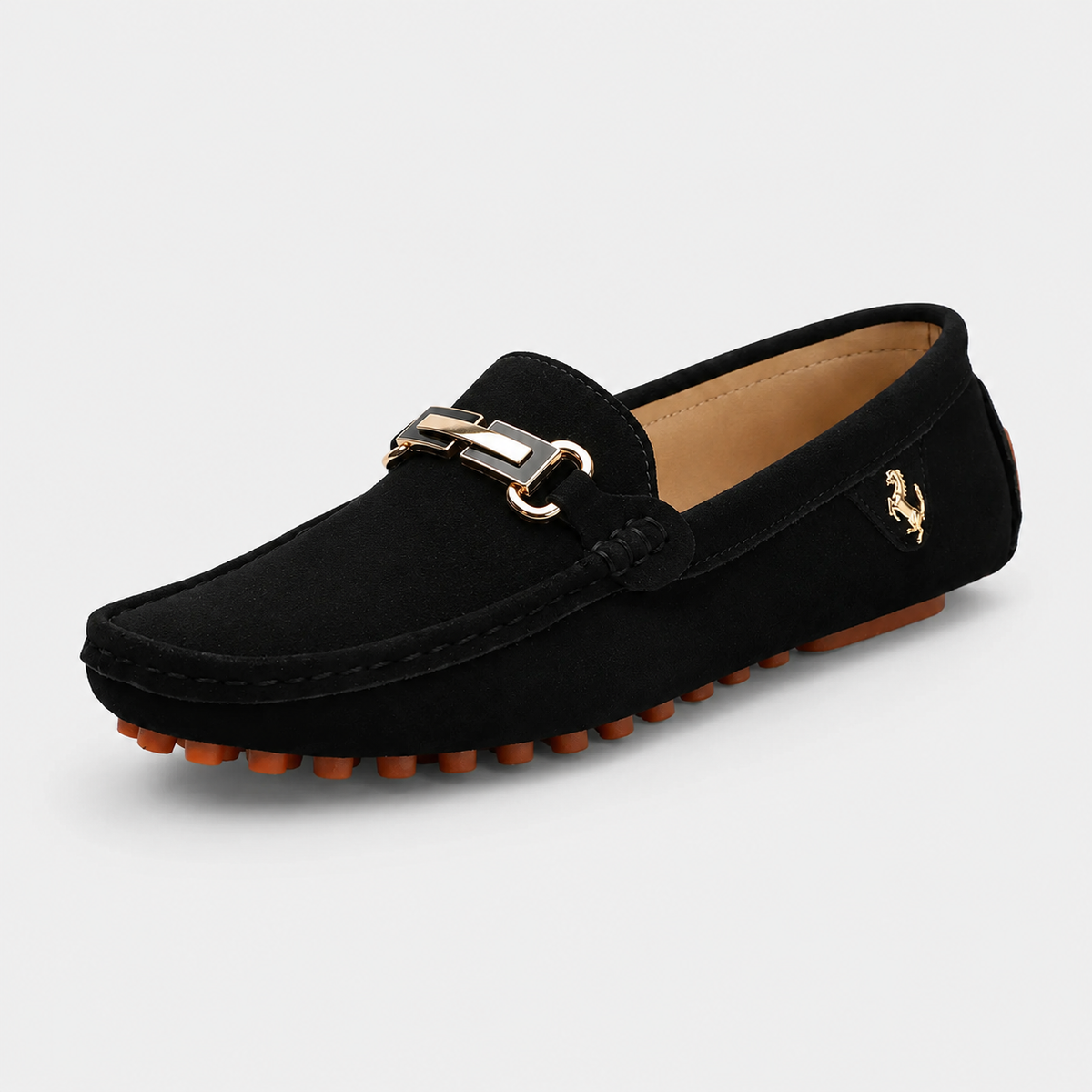 Mocassin Noir Homme Daim avec Broche | Job